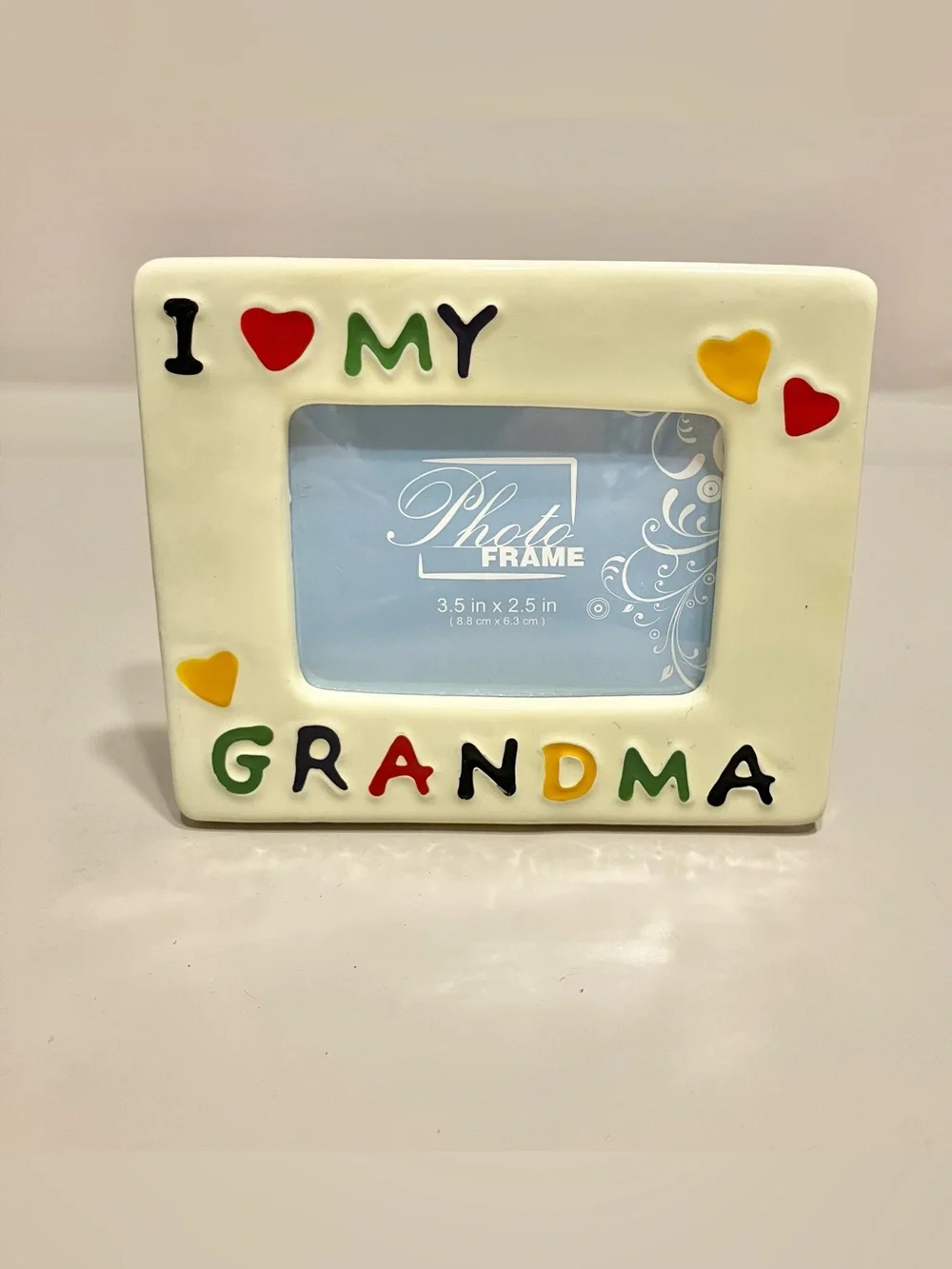 Vintage 90s Ceramic I LOVE MY‎ GRANDMA Photo Picture Frame 3.5 x 2.5
